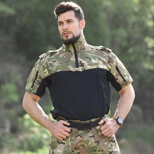 Summer Airsoft Army Shirt Men Fashion Casual Military Short Sleeve Shirts Male Airborne Tactical Shirts Camisa Militar Masculina