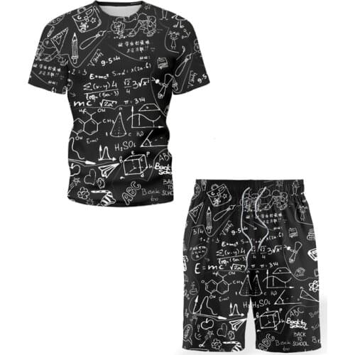 2021 Summer New Mens T-Shirt O-Neck Short-Sleeved Beach Black Sports Suit Fashion Two-Piece Suit Mens Clothing Mens Sets