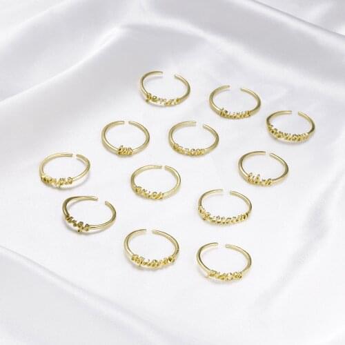 New jewelry fashion simple twelve constellation ring letter ring ladies open index finger single ring wholesale