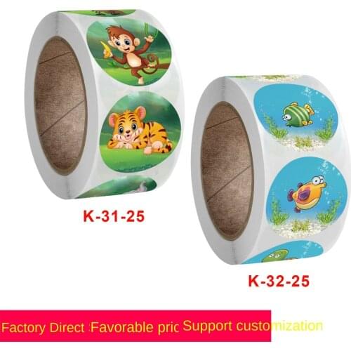 New roll up childrens animal cartoon sticker decoration gift series adhesive label