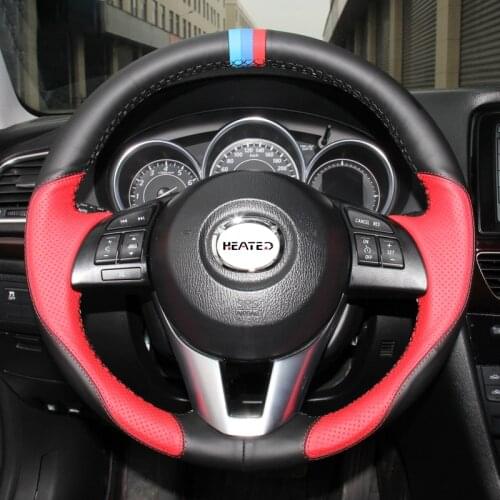 Braiding cover for steering wheel cover for Mazda 3 Axela Mazda 6 Atenza Mazda 2 CX-3 CX-5 Scion iA 2016 with original leather