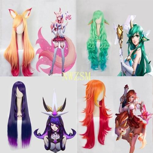 Game LOL Cosplay Wig Star Guardian Miss Fortune Ahri Ezreal Soraka Syndra Cosplay Wig Synthetic Hair Wig Halloween Party Wigs