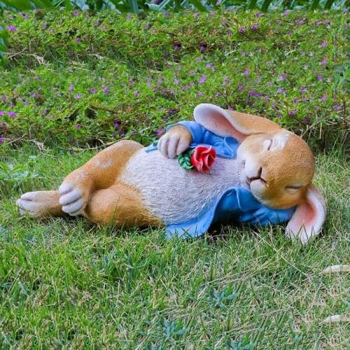 Resin Couple Rabbit Sculpture Ornaments Outdoor Garden Courtyard Micro Landscape Crafts Miniature Garden Decoration Accessories