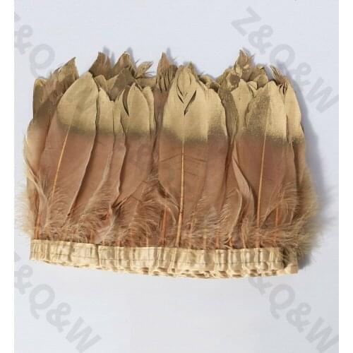 Natural khaki goose feather spray gold head made of 2 meters cloth edge DIY costume dress skirt side net red wall decoration