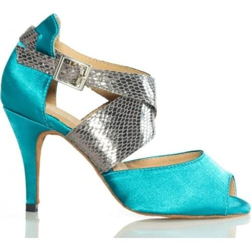 Hot Sell New 2018 Satin Latin Dance Shoes Ladies Girls Women Heigh Heel 7.5cm 8.5cm Ballroom Tango Salsa Dance Shoes Wholesale