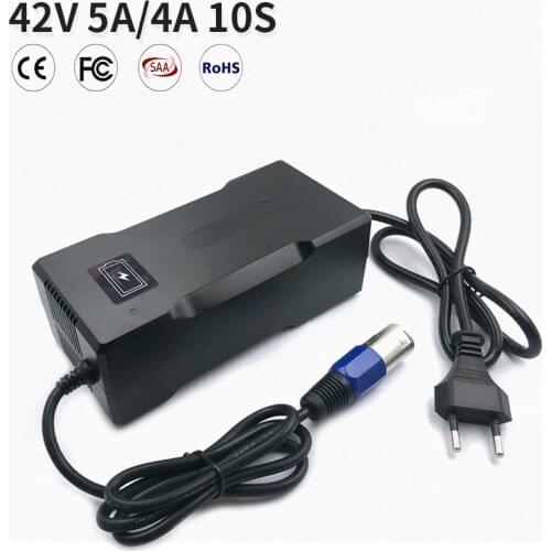 10S 42V 3A 3.5A 4A 4.5A 5A 36V Smart Charger For M365 36V hoverboard Lithium Li-ion battery pack lipo Electric bike Scooter Car