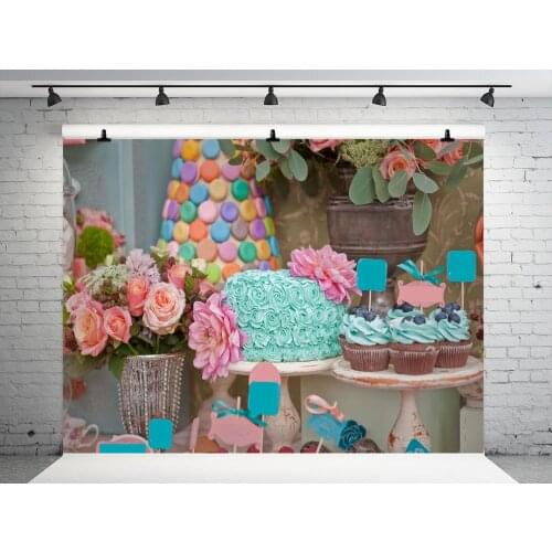 VinylBDS Children Birthday Photogarphy Background Flower Microfiber Princess Girl Boy Backdropm Cake Photo Background