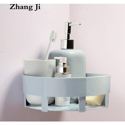Zhang Ji Tri-angle Basket Bathroom Space Plastic Bathroom Shelf Wall Mounted Bathroom Accessories Corner Shelves