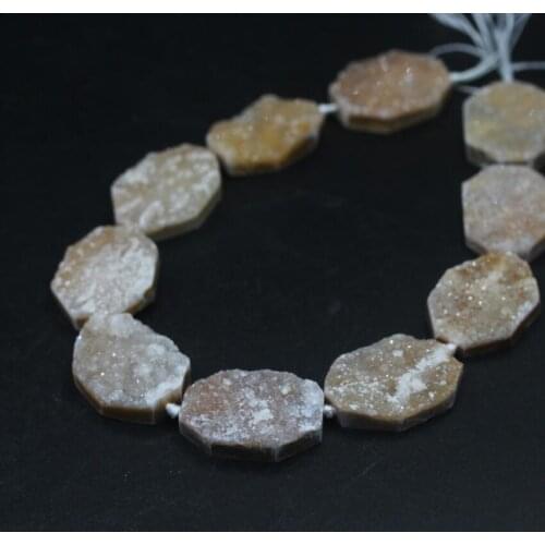 10PCS/strand Natural Color Quartz Geode Drusy Slab Nugget Beads,Roug Agates Crystal Cluster Druzy Slice Pendants Jewelry Making