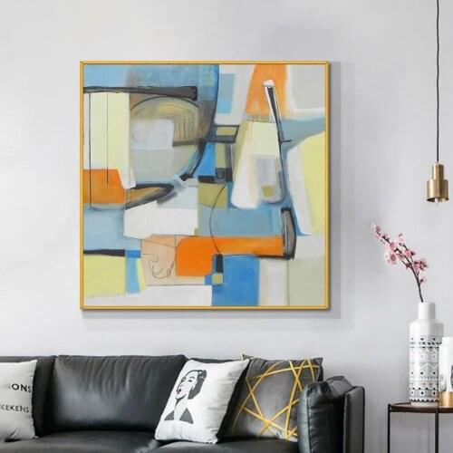 100% Hand Painted Decorative Geometric Painting On Canvas Abstract Wall Art For Modern Home Living Room Decoration No Frame