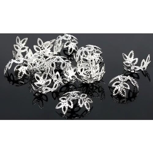 12MM 1000PCS (Silver/Gold/Bronze Color) Threeleaf Metal Filigree Bead Caps DIY Jewelry Findings