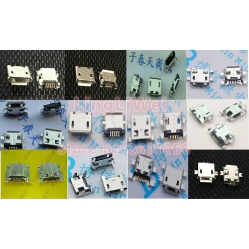 120pcs 10pc each for 12 kind Micro USB 5Pin jack tail socket micro usb Connector port sockect for samsung Lenovo Huawei ZTE HTC