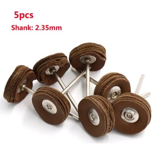 2.35MM Shank Cowhide Leather Grinding Heads Mill Amber Bright Mirror Polish Pad Wheel Disk Jade Carving Drill Rotary Polishing
