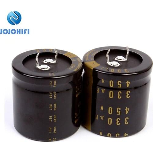 2pcs Nichicon 330UF 450V 35x35mm Pitch 10mm 450V/330uf KX Audio Electrolytic Capacitors w/Gold-plated Copper Feet