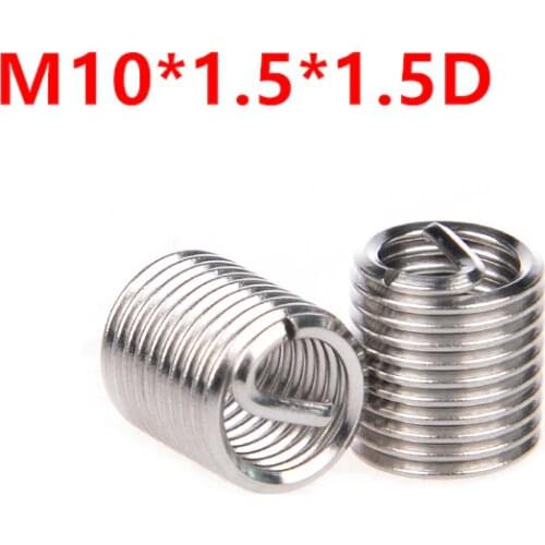 50pcs M10*1.5*1.5D Wire Thread Insert, m10x1.5D Wire screw sleeve, M10 Screw Bushing Helicoil Wire Thread Repair Inserts SUS304