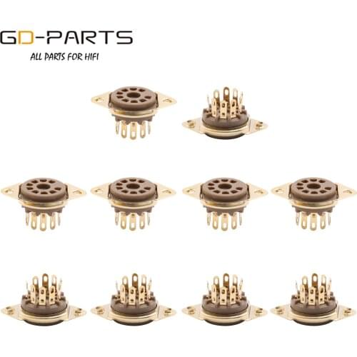 9 pin Bakelite Tube Socket Vacuum tube socket Gold Plated PCB Foot for 12AX7 12AU7 tube amplifier 10PCS