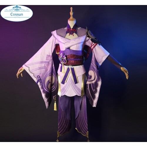 Anime! Genshin Impact Shogun Raiden Combat Gear Lovely Uniform Cosplay Costume Halloween Party Role Play Suit For Women 2021 NEW