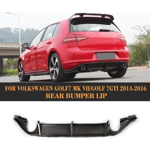 Carbon Fiber Car Rear Bumper Diffuser Lip spoiler For Volkswagen VW GOLF 7 GTI Standard 14-16 dual exhaust one out Black FRP