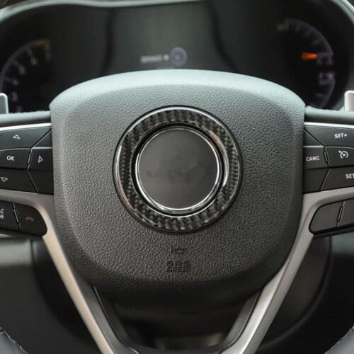 Carbon Fiber Car Steering Wheel Center Decoration Ring Sticker For Jeep Grand Cherokee 2014 + Interior Car Accessories New