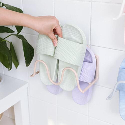 Double-Layer Shoes Rack Shoe Racks Storage Organizer Wall Mount Slippers Hanging Shelf Slipper Rack Holder Shoes Organizer U3