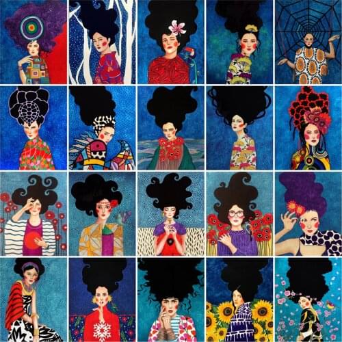 HUACAN Painting By Number Girl Drawing On Canvas HandPainted Painting Art Gift DIY Pictures By Number Flower Kits Home Decor