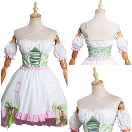 Anime Demon Slayer Kanroji Mitsuri Cosplay Costume Lolita Dress Outfits Halloween Carnival Suit