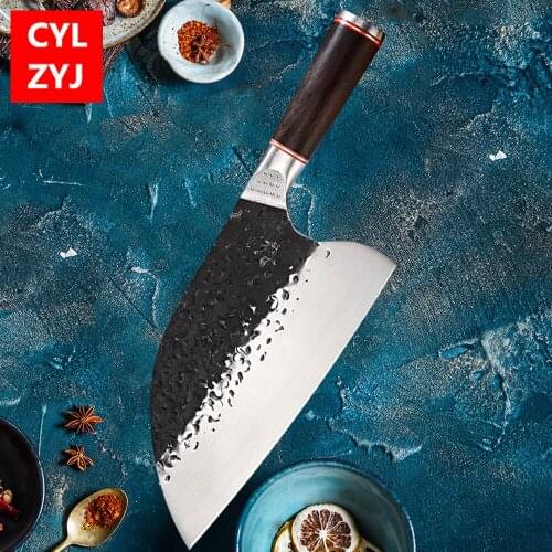 Handmade Forged Kitchen Knife Butcher Knife Meat Chopping Cleaver Chinese Chef Cooking Knife 5CR15 Stainless Steel Knife Tools