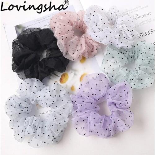 LOVINGSHA Dots Hair Accessories For Girl Brand Female Hair Tie Lady Scrunchies Women Ponytail Hair Holder Rope FC123