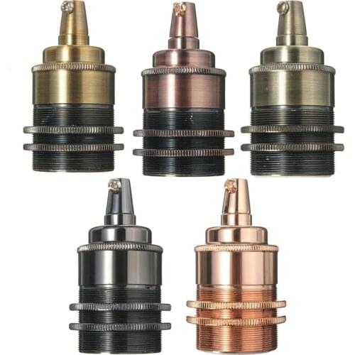 Best Price E27 / E26 Light Bulb Holder Lamp Base Retro Vintage Antique Copper Socket Fitting Shade Dual Rings Cord Grip 110-220V