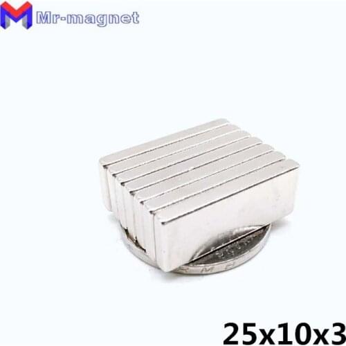 200pcs 25*10*3 mm super strong Small Powerful block magnet 25x10x3 magnet Rare Earth magnets neodymium Hardware F25x10x3 magnet