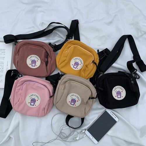 Small Cotton Cloth Crossbody Bag Womens Messenger Bags Korean Student Shoulder Bags Mini Eco Handbag Phone Purse