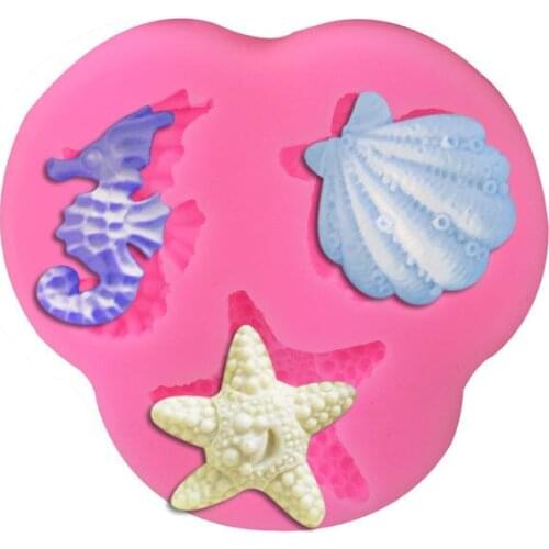 Starfish Seashells Seahorse Silicone Fondant Cake Decorating Mold Epoxy Resin Chocolates Molds Baking Tools Kitchen Accessories