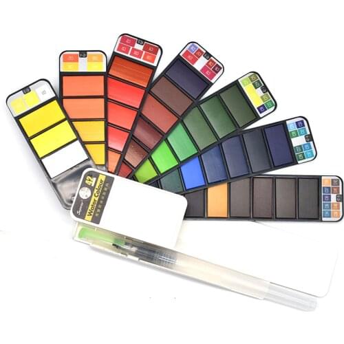 Superior 18/25/33/42Color Solid Watercolor Set Collapsible Water Color Paint Water Brush Creative Watercolor Pigment For Drawing