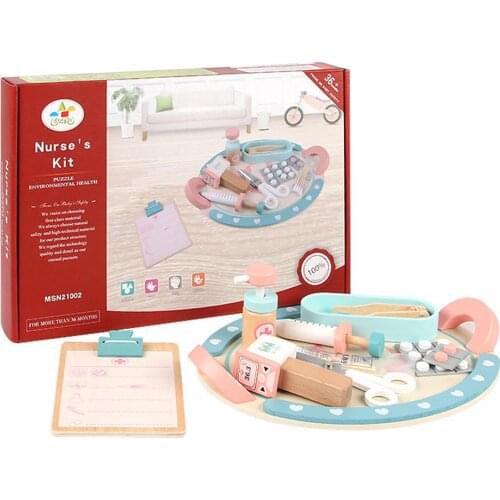 New Kids Doctor Toy Kit Pretend Play Doctor Toys Gift Set Wooden Doctor Case Role Play Pretend Toy Kit Children Play Storage Box