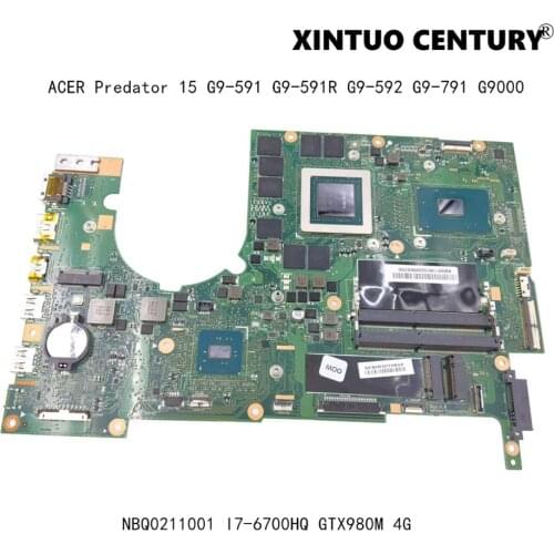 NBQ0211001 For ACER Predator 15 G9-591 G9-591R G9-592 G9-791 G9000 Laptop Motherboard P5NCN/P7NCN W/ I7-6700HQ GTX980M 4G Tested