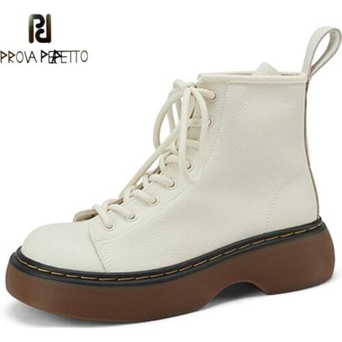 2021 New Round Toe Thick-soled Martin Boots Female British Style Spring and Autumn Single Boots Cowhide Lace Casual Short Boots