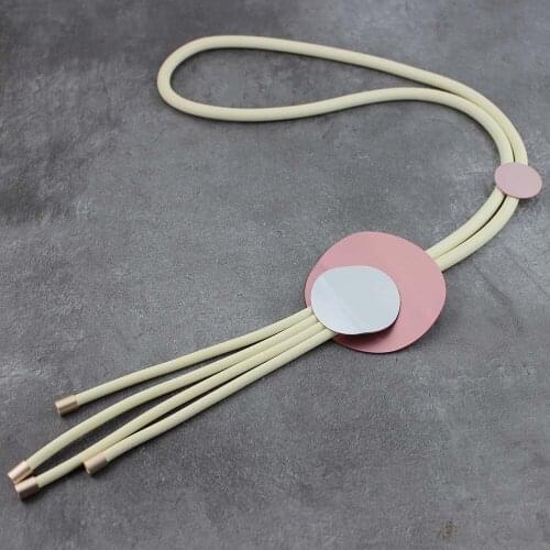 New Punk Style Necklace Women Pendants Round Gothic Long Necklaces Handmade Blue Rubber Jewelry Girl Gifts