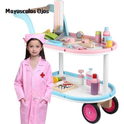 New Wooden Toys Play House Simulation Medical Car Fun Games Interest Cultivate Little Doctors And Nurses Gifts