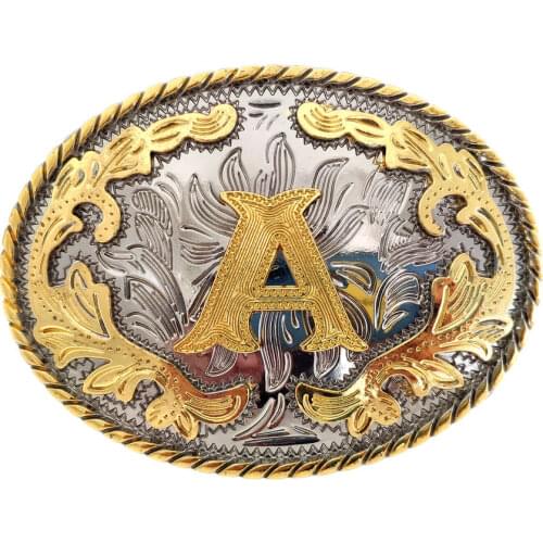American original lace white + gold initials A to Z personality casual zinc alloy small gold belt buckle men and women couples
