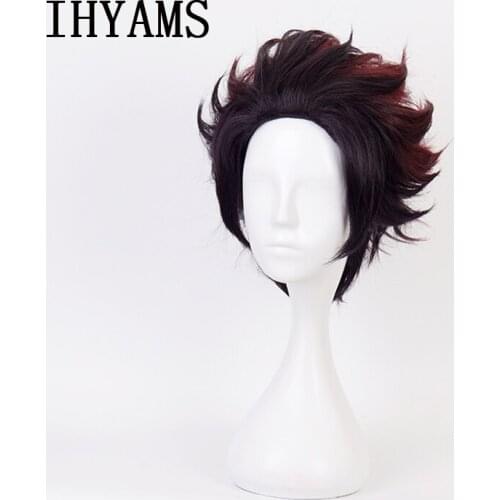 Kamado Tanjirou Wig Kimetsu no Yaiba Demon Slayer Cosplay Hair Synthetic Heat Resistant Hair Kamado Tanjirou + Wig Cap