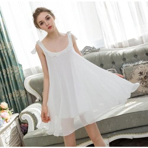 Sexy Nightdress sweet Korean loose Chiffon Nightgowns Sling skirt Sleepshirts princess nightgown sleepwear