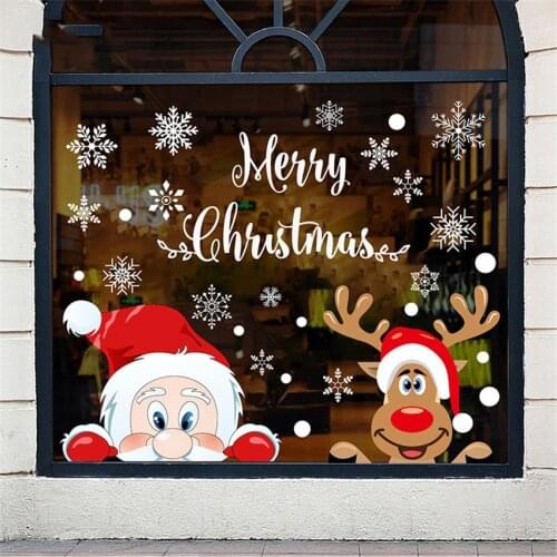Christmas Wall Window Sticker Merry Christmas Decoration For Home 2021 Christmas Ornaments Xmas Navidad Gift Happy New Year 2022