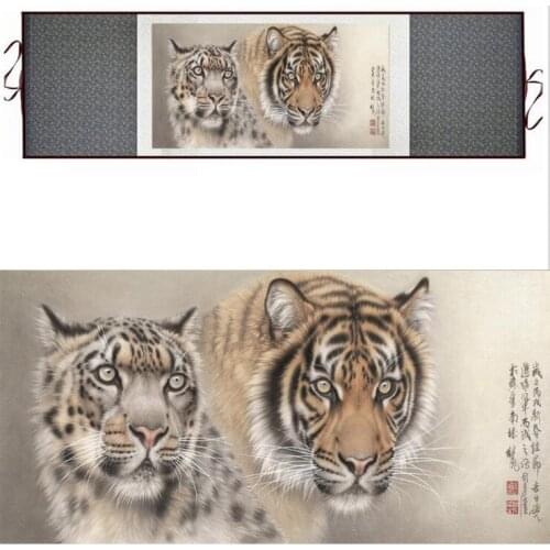 Tiger silk art painting Chinese Art Painting Home Office Decoration Chinese tiger painting