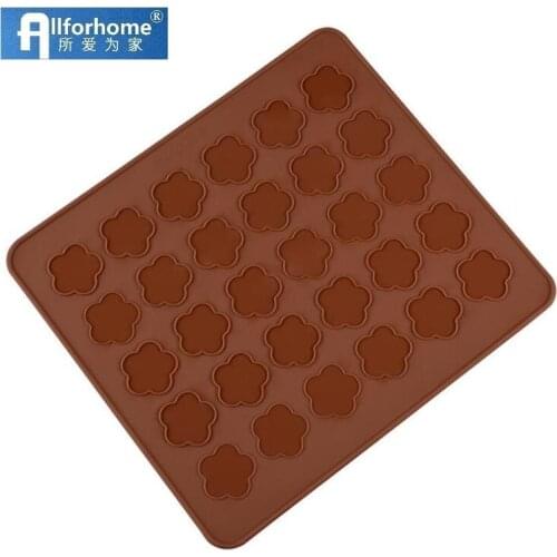 30 Hole Plum Blossom Flower Silicone Macaron Mold Bakeware Macaroon DIY Mat Baking Mould Dessert Biscuit Pastry Cookie Sheet