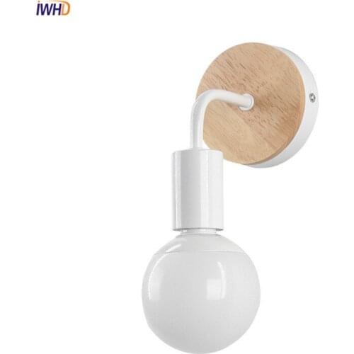 Modern Concise LED Wall Light E27 Creative Iron Wooden Nordic Wandlamp Wall Lamp For Bedroom Bathroom Corridor Lampara De Pared