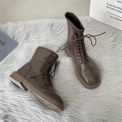 Square Toe Thin Boots Womens Single Boots Spring and Autumn New Martin Boots Womens British Style Short Boots Knight Boots
