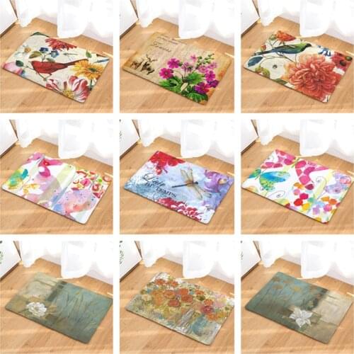 Vintage Flower Print Entrance Doormat Non Slip Bath Rug Absortant Kitchen Floor Carpet Home Decor Hallway Outdoor Mat