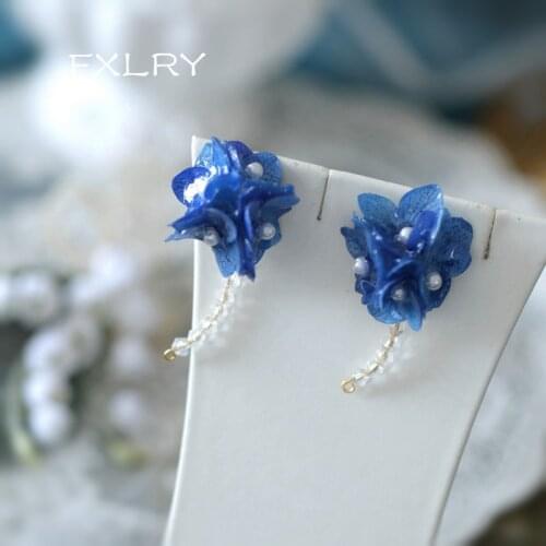 FXLRY Original Handmade Natural Freshwater Pearl Vintage Purple Preserved Flower Dried Flower Forest Earrings For Women Jewelry