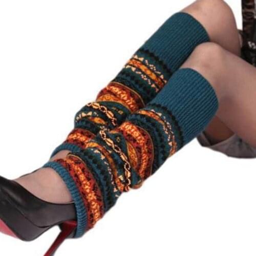 Winter Over Knee Long Knit Cover Crochet Leg Warmers Legging Chic Warm Striped Calentadores Pierna Mujer Thigh Stulpe Legwarmers