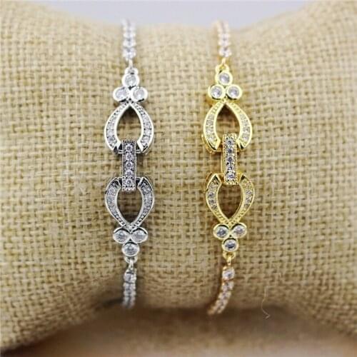 10pcs/lot New design colorful connector cz adjustable bracelet,plated cubic zircon component,popular bracelet cheap wholesale